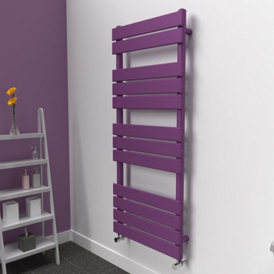B&Q -  Flat Coloured Towel Radiator Pretty Plum Purple 1200mm X 500mm575W (1963 Btu)