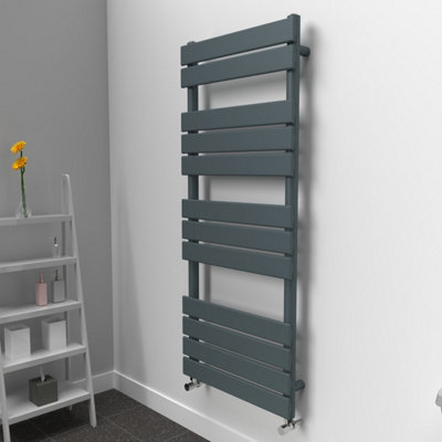 B&Q -  Flat Coloured Towel Radiator Slate Grey 1200mm X 500mm575W (1963 Btu)