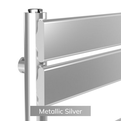 B&Q -  Flat Coloured Towel Radiator Metallic Silver 1200mm X 600mm663W (2261 Btu)