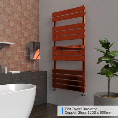 B&Q -  Flat Coloured Towel Radiator Polished Copper 800mm X 500mm384W (1309 Btu)