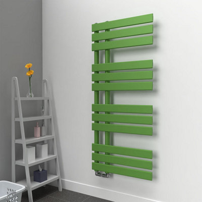 B&Q -  Open Flat Coloured Towel Radiator Apple Green 1180mm X 500mm544W (1857 Btu)