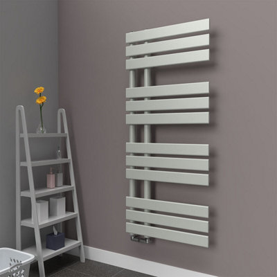 B&Q -  Open Flat Coloured Towel RadiatorDove Grey1180mm X 500mm
