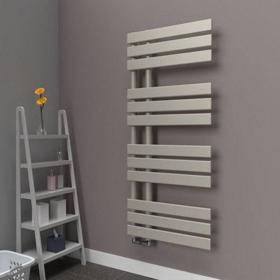 B&Q -  Open Flat Coloured Towel Radiator Dune Grey1180mm X 500mm