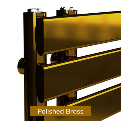 B&Q -  Open Flat Coloured Towel Radiator Polished Brass 1180mm X 500mm