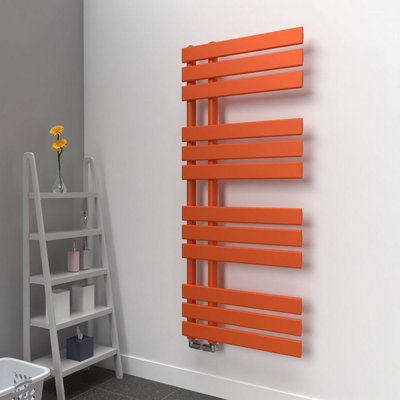 B&Q -  Open Flat Coloured Towel RadiatorSunburst Orange1180mm X 500mm