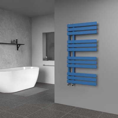 B&Q -  Open Flat Coloured Towel Radiator Galaxy Blue 1180mm X 600mm622W (2123 Btu)