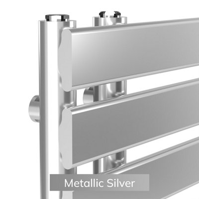 B&Q -  Open Flat Coloured Towel Radiator Metallic Silver 1180mm X 600mmOftow-1180-600Ms