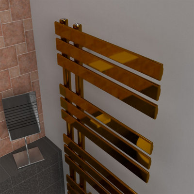 B&Q -  Open Flat Coloured Towel RadiatorPolished Brass1180mm X 600mm