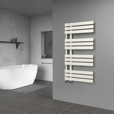 B&Q -  Open Flat Coloured Towel Radiator Stone White 1180mm X 600mmHydronic Mild Steel