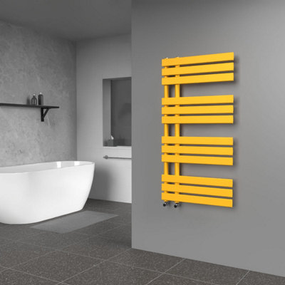B&Q -  Open Flat Coloured Towel Radiator Sunflower Yellow 1180mm X 600mm622W (2123 Btu)