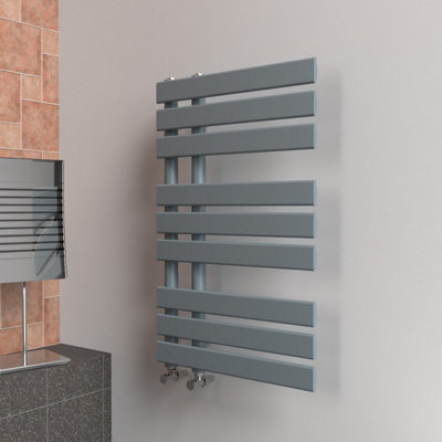 B&Q -  Open Flat Coloured Towel RadiatorPebble Grey800mm X 500mm