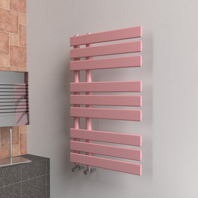 B&Q -  Open Flat Coloured Towel Radiator Pastel Pink800mm X 500mm397W (1355 Btu)
