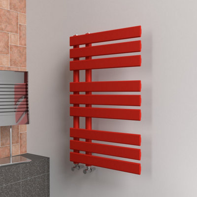 B&Q -  Open Flat Coloured Towel RadiatorPoppy Red800mm X 500mm