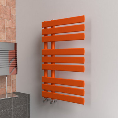B&Q -  Open Flat Coloured Towel Radiator Sunburst Orange 800mm X 500mm