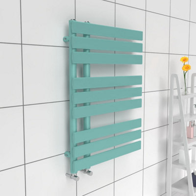 B&Q -  Open Flat Towel Radiator Light Aqua Green 800mm X 600mm455W (1554 Btu)Wall-Mounted