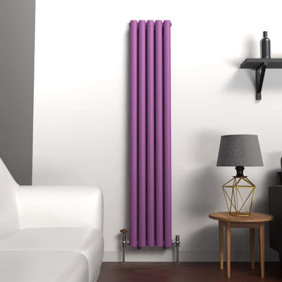 B&Q -  Oval Coloured Vertical Radiator Pretty Plum Purple 1600mm X 300mm Double Panel