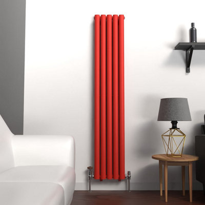 B&Q -  Oval Coloured Vertical RadiatorPoppy Red1600mm X 300mmDouble Panel