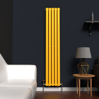B&Q -  Oval Coloured Vertical Radiator Sunflower Yellow 1600mm X 300mm Double Panel