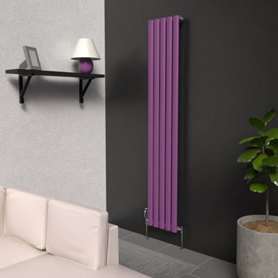 B&Q -  Oval Coloured Vertical Radiator Pretty Plum Purple 1600mm X 300mmSingle
