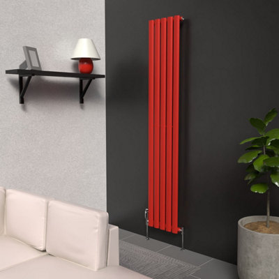 B&Q -  Oval Coloured Vertical RadiatorPoppy Red1600mm X 300mmSingle Panel
