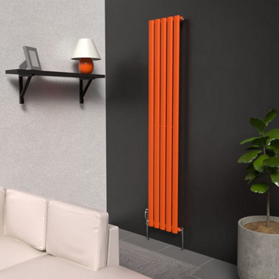 B&Q -  Oval Coloured Vertical Radiator Sunburst Orange 1600mm X 300mmSingle.