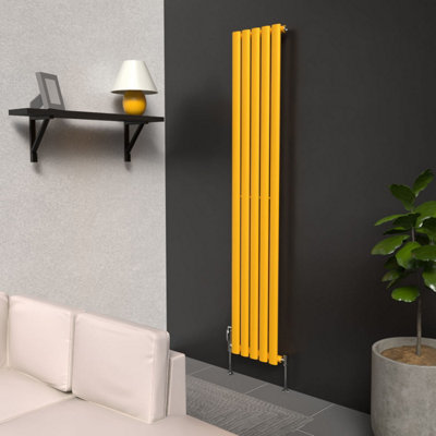 B&Q -  Oval Coloured Vertical Radiator Sunflower Yellow 1600mm X 300mmSingle Panel Vertical Radiator