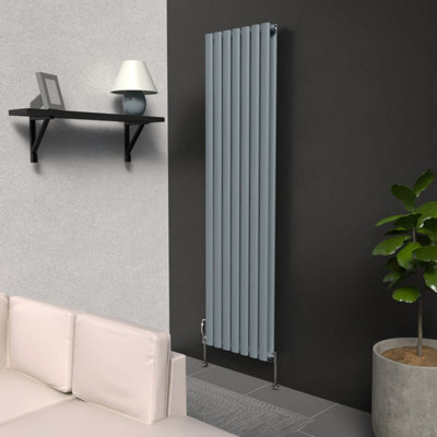 B&Q -  Oval Coloured Vertical RadiatorPebble Grey1600mm X 420mm (Double)