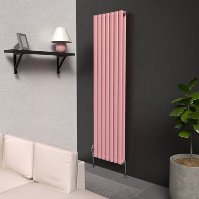 B&Q -  Oval Coloured Vertical RadiatorPastel Pink1600mm X 420mm (Double)