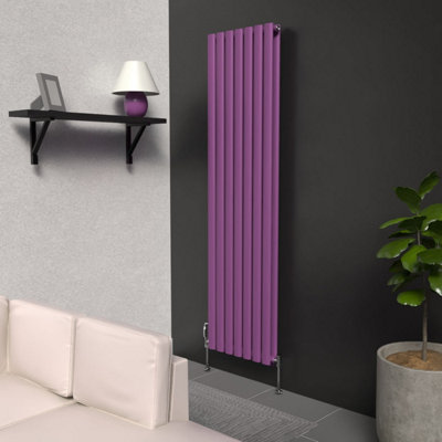 B&Q -  Oval Coloured Vertical RadiatorPretty Plum PurpleDouble Panel 1600mm X 420mm