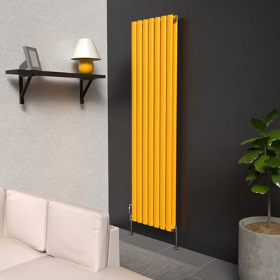 B&Q -  Oval Coloured Vertical Radiator Sunflower Yellow 1600mm X 420mm Double Panel