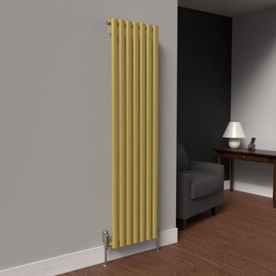 B&Q -  Oval Coloured Vertical Radiator Metallic Gold 1600mm X 420mm (Single)