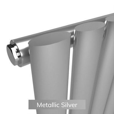 B&Q -  Oval Coloured Vertical Radiator Metallic Silver 1600mm X 420mmSingle.