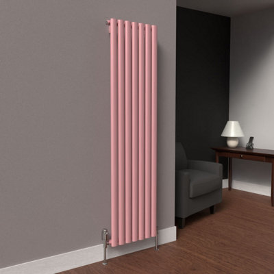 B&Q -  Oval Coloured Vertical RadiatorPastel Pink1600mm X 420mm (Single)