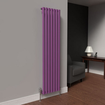 B&Q -  Oval Coloured Vertical Radiator Pretty Plum Purple 1600mm X 420mm (Single)
