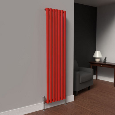B&Q -  Oval Coloured Vertical RadiatorPoppy Red1600mm X 420mm (Single)