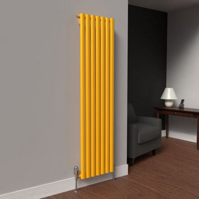 B&Q -  Oval Coloured Vertical Radiator Sunflower Yellow 1600mm X 420mmSingle Panel