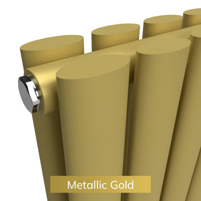 B&Q -  Oval Coloured Vertical Radiator Metallic Gold 1600mm X 540mm Double5928 Btu
