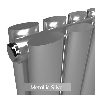 B&Q -  Oval Coloured Vertical Radiator Metallic Silver 1600mm X 540mm Double.