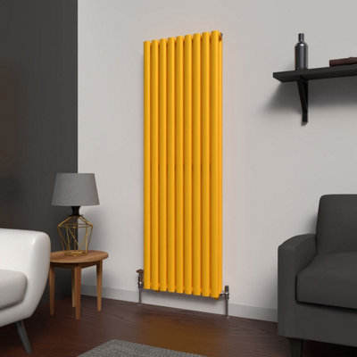 B&Q -  Oval Coloured Vertical Radiator Sunflower Yellow 1600mm X 540mm DoubleLux Oval-1600-540Dsy