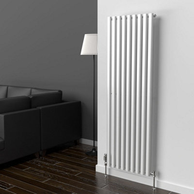 B&Q -  Oval Coloured Vertical Radiator Metallic Silver 1600mm X 540mmSingle