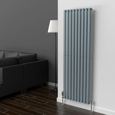 B&Q -  Oval Coloured Vertical Radiator Pebble Grey 1600mm X 540mmSingle895W (3052 Btu)