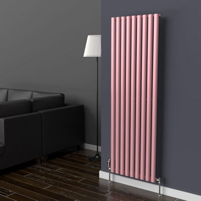 B&Q -  Oval Coloured Vertical Radiator Pastel Pink 1600mm X 540mm (Single)