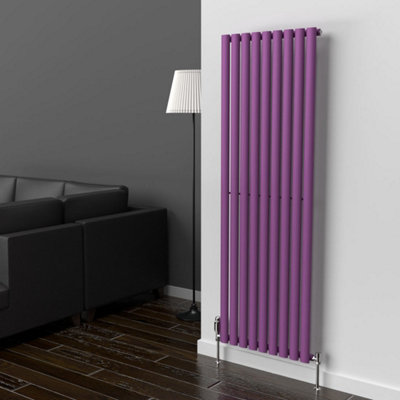 B&Q -  Oval Coloured Vertical RadiatorPretty Plum Purple1600mm X 540mm Single Panel
