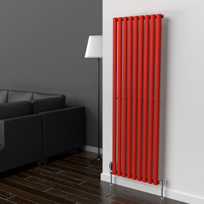 B&Q -  Oval Coloured Vertical RadiatorPoppy Red1600mm X 540mmSingle
