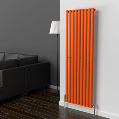 B&Q -  Oval Coloured Vertical Radiator Sunburst Orange 1600mm X 540mm Single