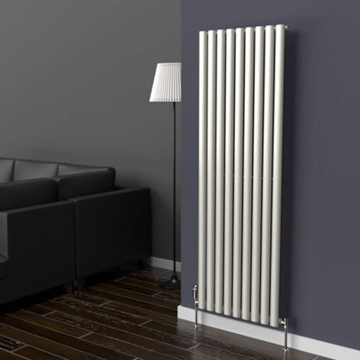 B&Q -  Oval Coloured Vertical RadiatorStone White1600mm X 540mmSingle.