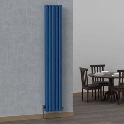 B&Q -  Oval Coloured Vertical Radiator Galaxy Blue 1800mm X 300mm Double1082W (3693 Btu).