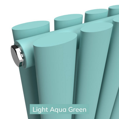 B&Q -  Oval Coloured Vertical RadiatorLight Aqua Green1800mm X 300mm (Double)