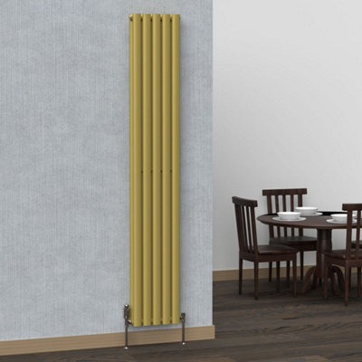 B&Q -  Oval Coloured Vertical Radiator Metallic Gold 1800mm X 300mm Double1082W (3693 Btu).