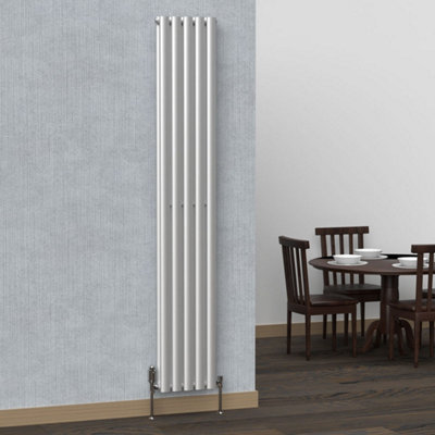 B&Q -  Oval Coloured Vertical Radiator Metallic Silver 1800mm X 300mm Double1082W (3693 Btu).